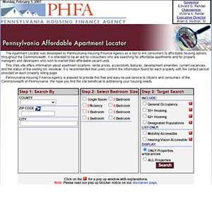 PA Apartment Locator website