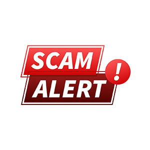 photo of a scam alert words